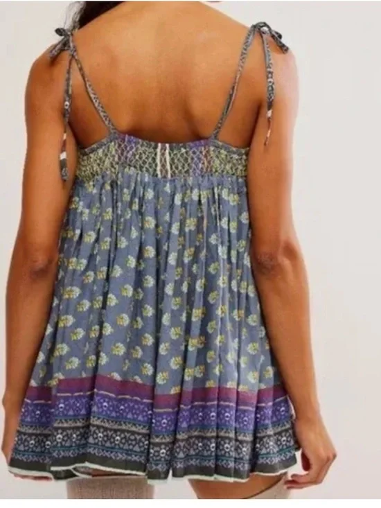 Free People Intimately Rule the World Romper Blue Purple Boho Festival Size S - Picture 3 of 11